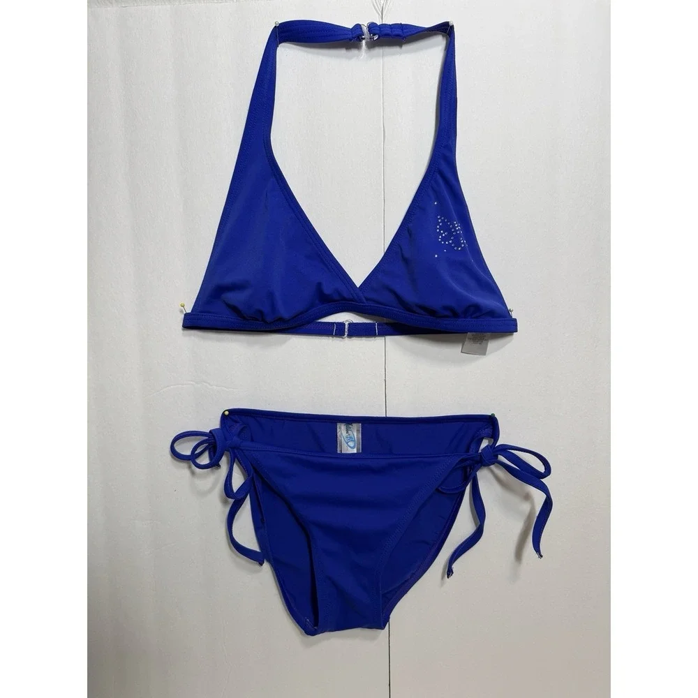 Malibu Dream Women's Size Medium Bikini Swimsuit Blue W/ Butterfly‎ Emblem